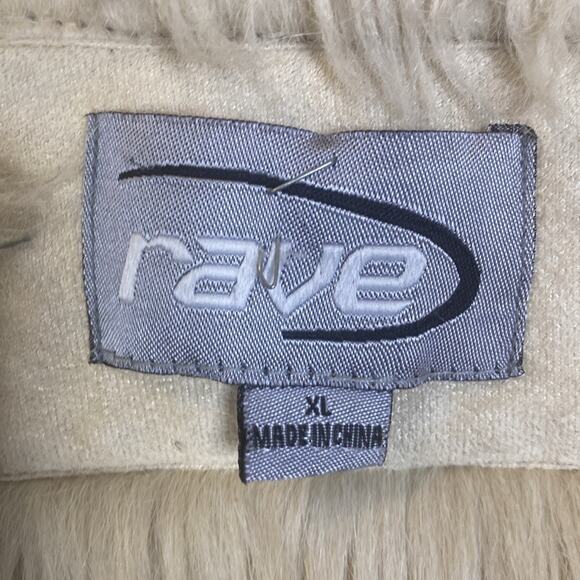 Vintage Rave Y2K Faux Suede and Shearling Embroidered Embellished Cream Vest XL - Picture 5 of 7